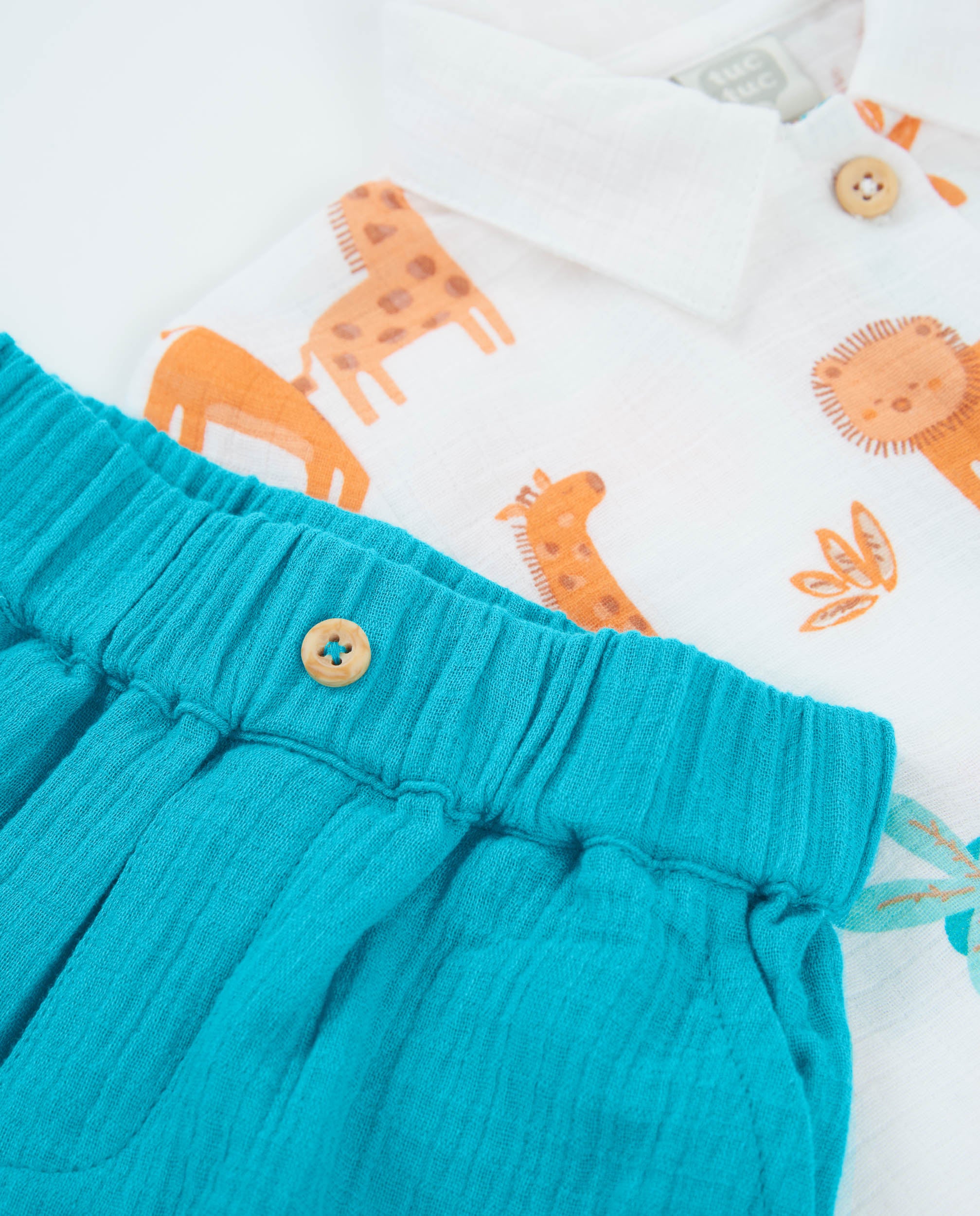Tuc Tuc completo neonato savana camicia shorts