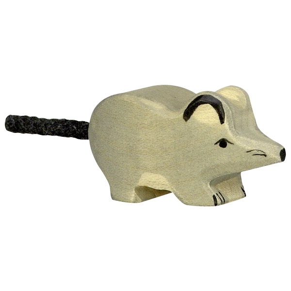Holztiger topo grigio figura legno massello 5,2 cm
