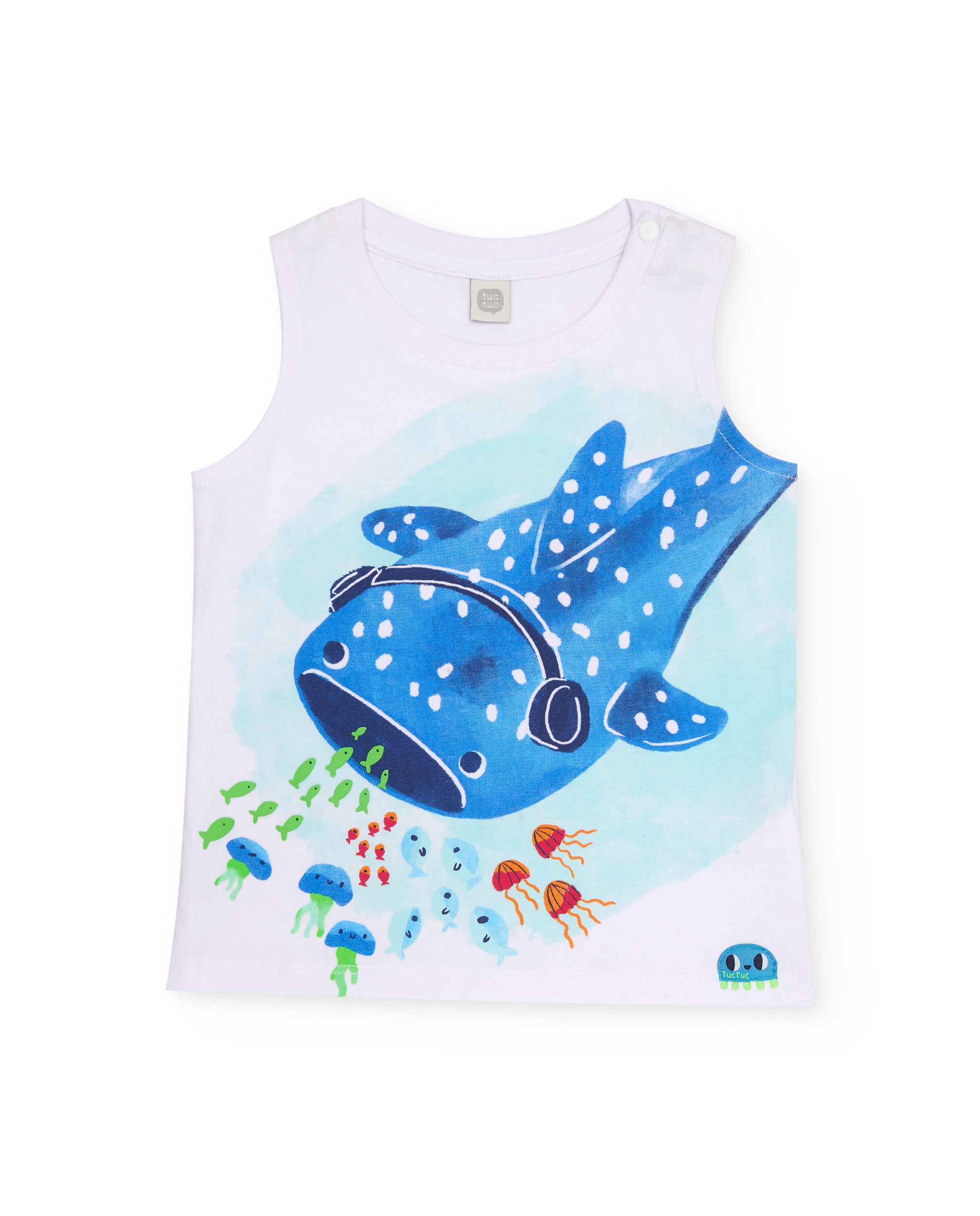 Tuc Tuc canotta bimbo bianca con pesce cotone morbido