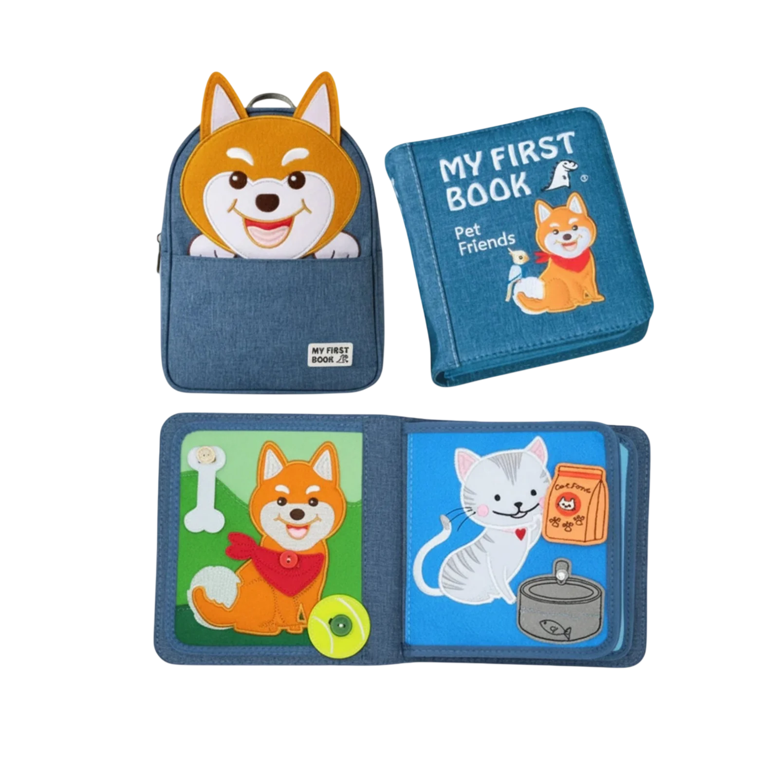 My First Book Pet Friends quiet book stoffa 8 pagine