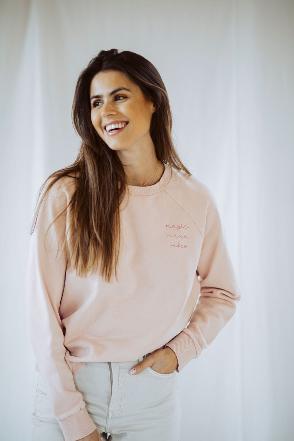 Ella and Rapha Mama Classic Fit felpa pearl rose cotone organico