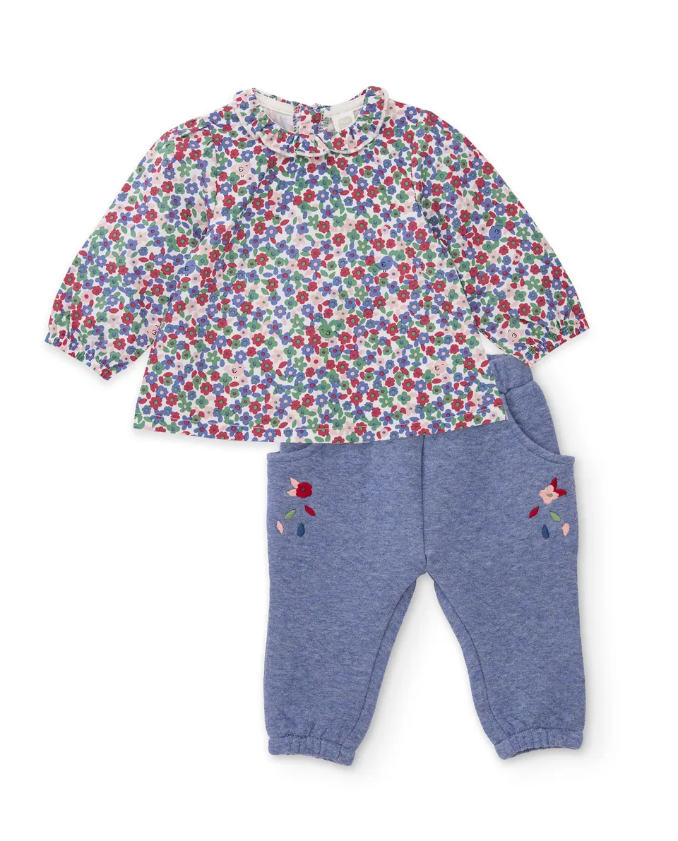 Tuc Tuc completo neonata camicia fiori pantaloni blu