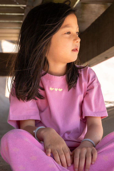 Ella and Rapha little HEARTS t-shirt bambina rosa cotone bio