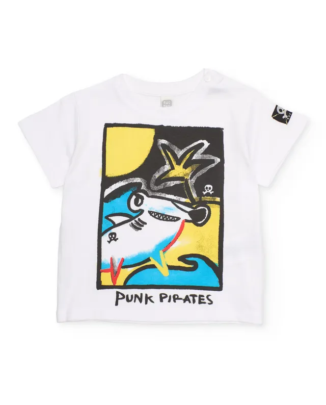 Tuc Tuc t-shirt bimbo bianca cotone stampa squalo