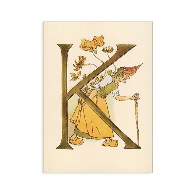 Ottilia Adelborg Alfabeto Fiorito cartolina lettera K fiori