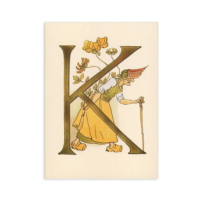 Ottilia Adelborg Alfabeto Fiorito cartolina lettera K fiori