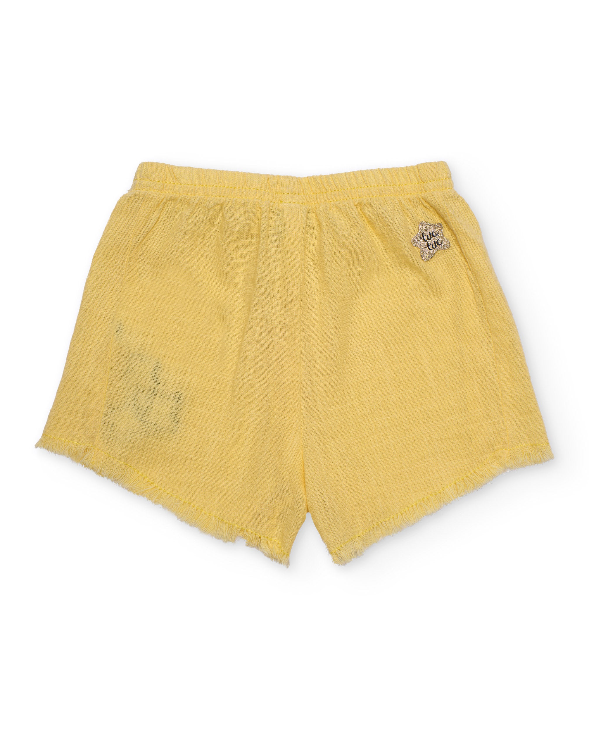 Tuc Tuc shorts bambina gialli con ricamo tessuto