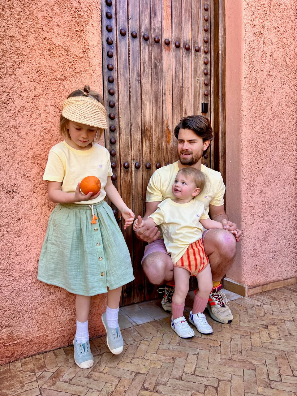 Ella and Rapha Sun t-shirt giallo burro bambino cotone organico