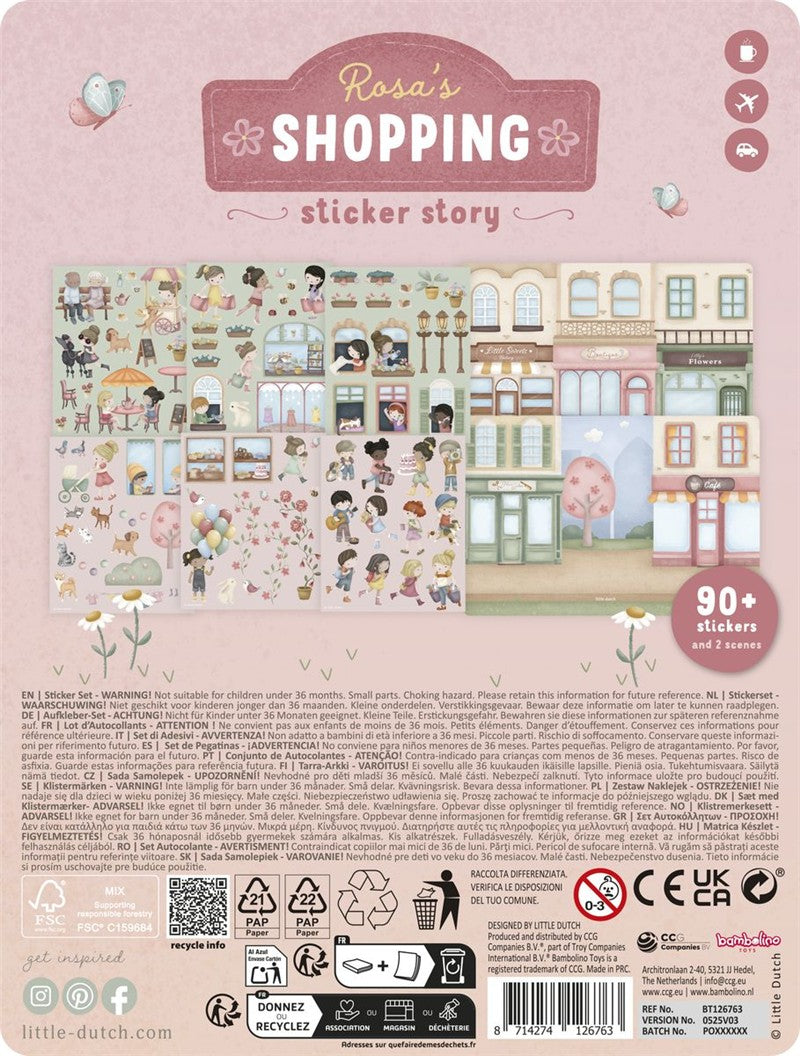Little Dutch Rosa libro di adesivi shopping 100 sticker 3 anni