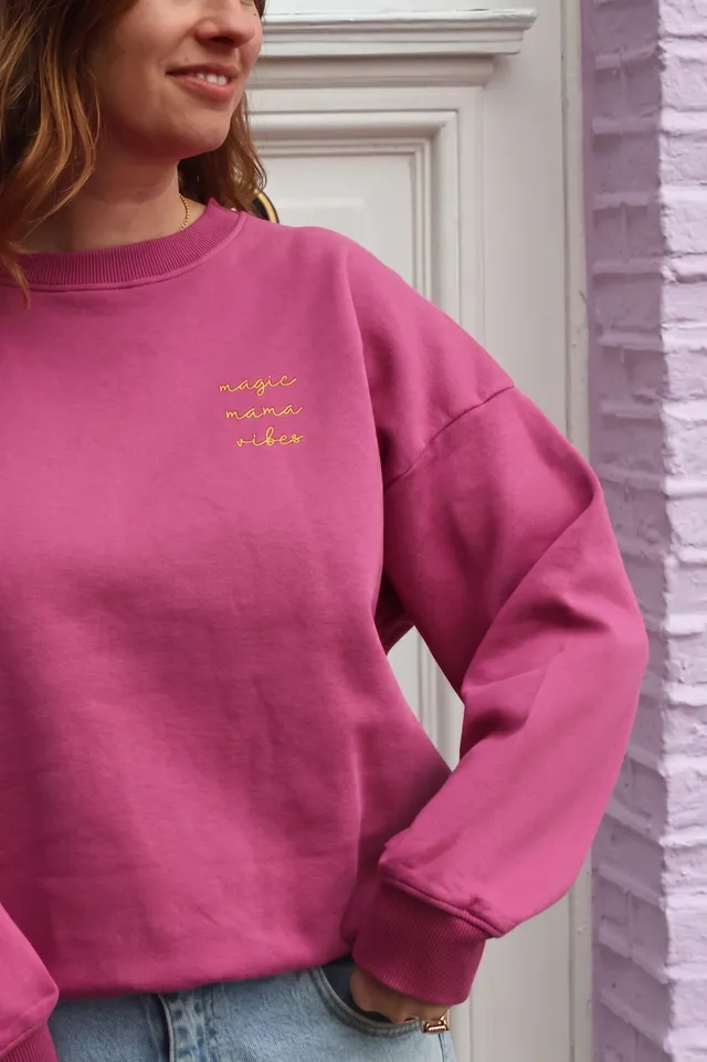 Ella and Rapha Mama Loose Fit felpa berry pink cotone