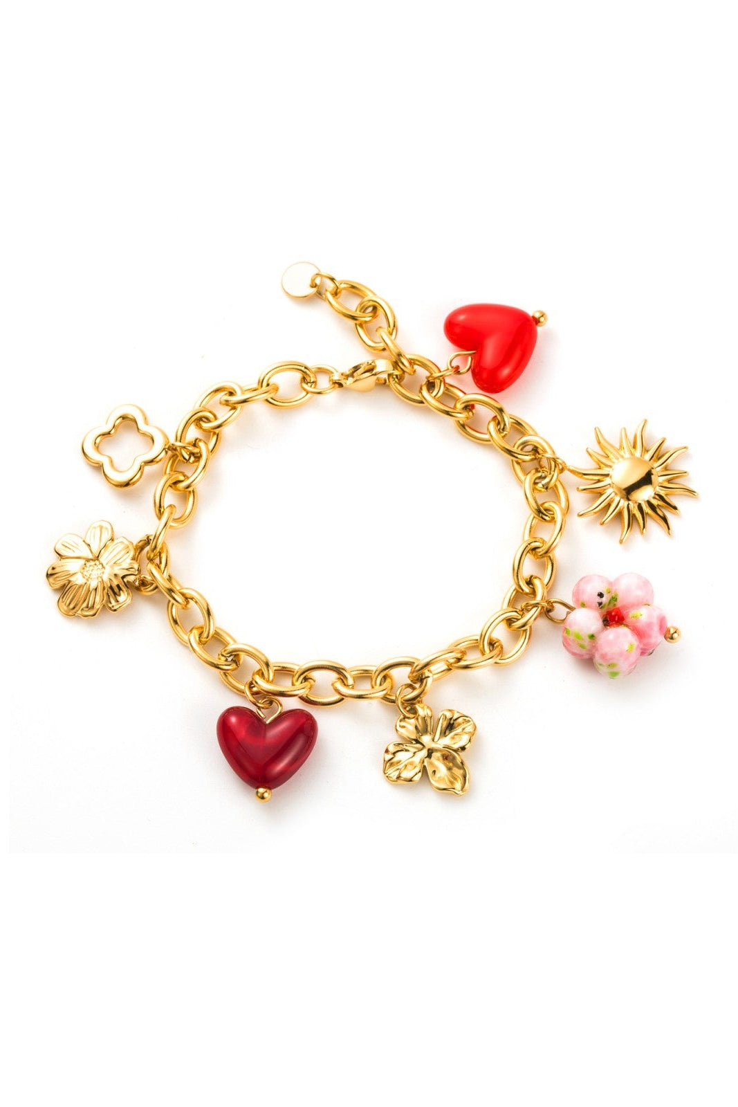Ella and Rapha Heart Flowers bracciale rosso acciaio
