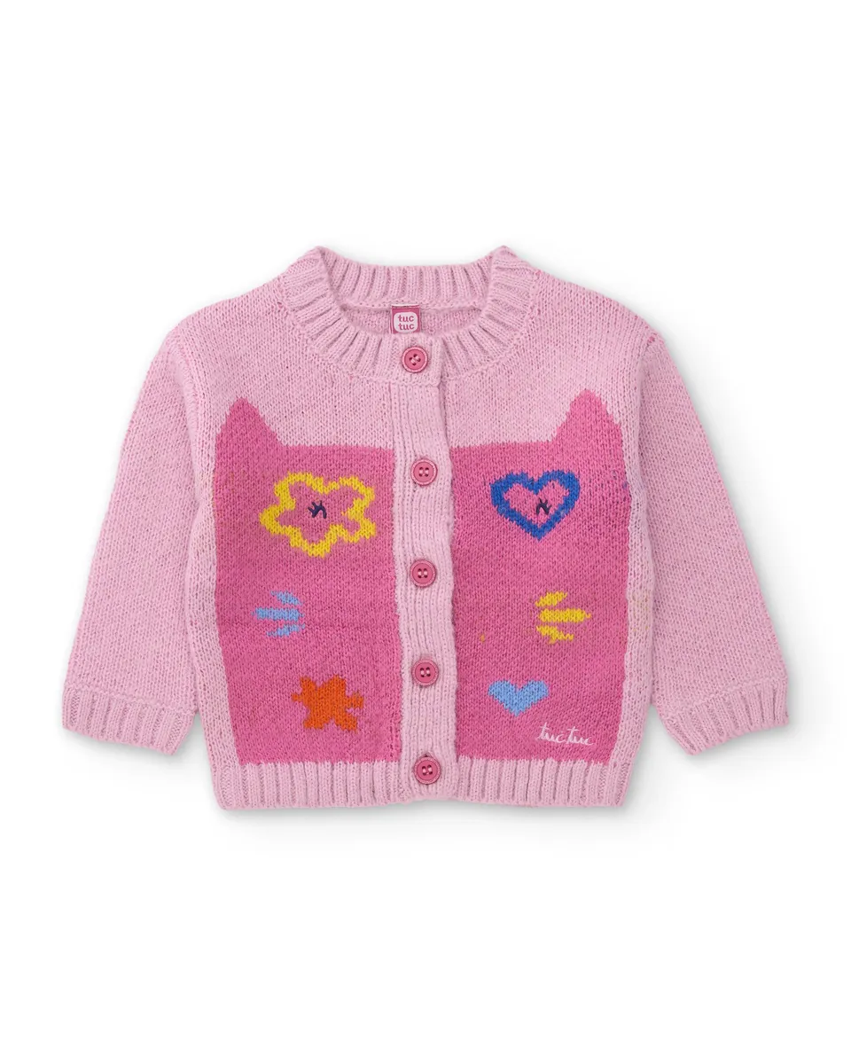 Tuc Tuc Meow Meow cardigan bambina rosa cuori fiori