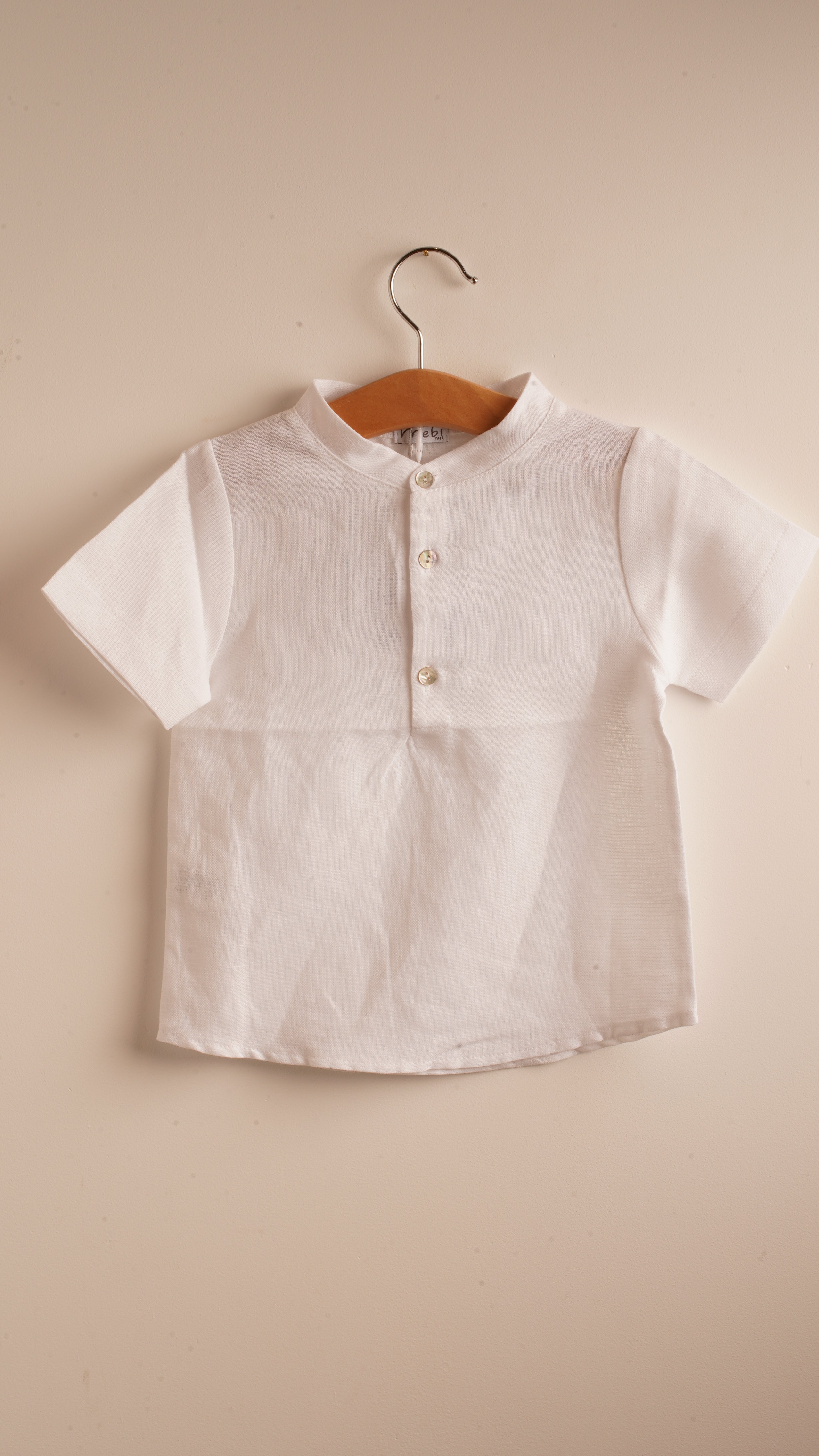 Mebi camicia bimbo lino manica corta tre bottoni