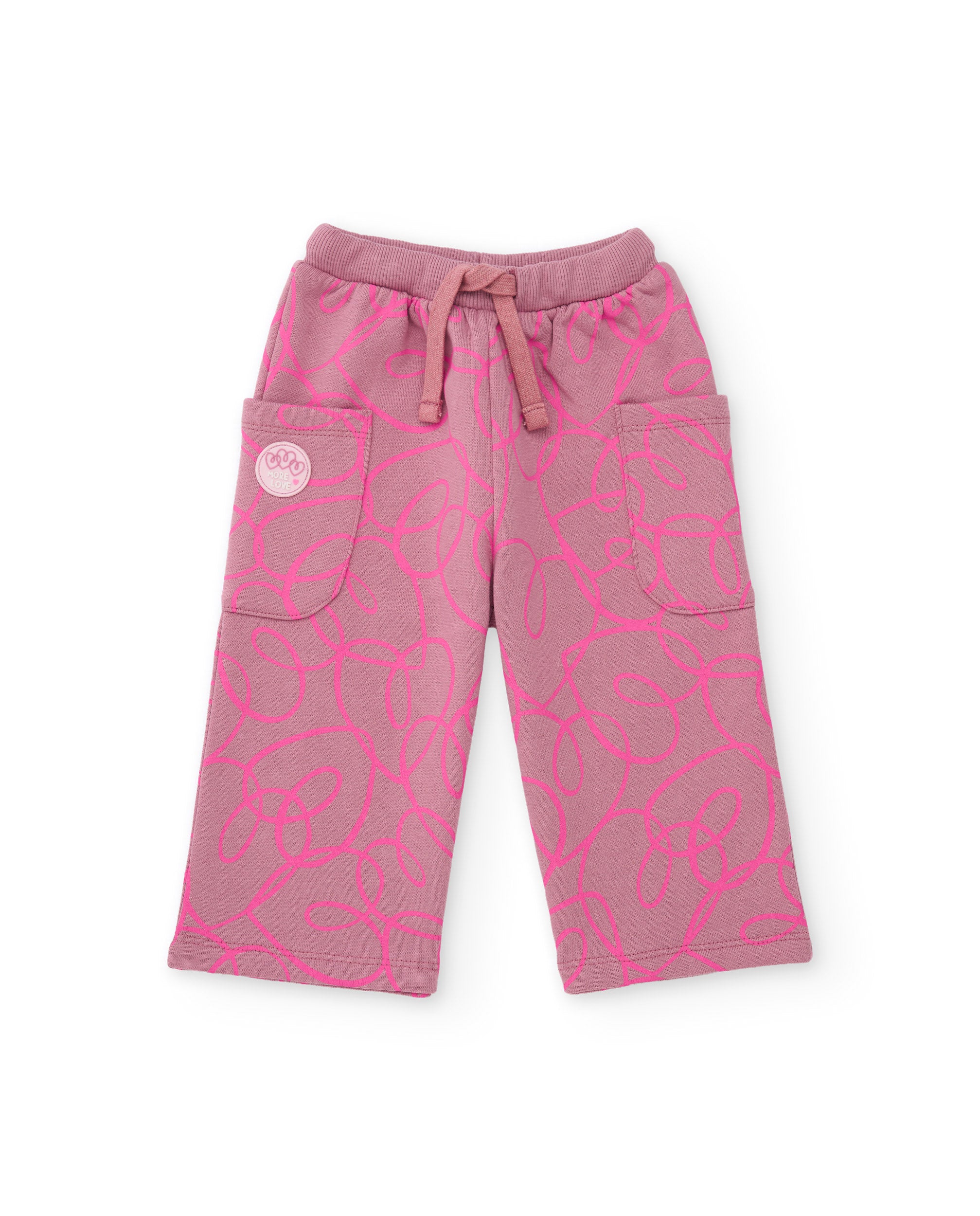 Tuc Tuc Pantaloni Felpa Bambina Rosa Nastri Felpati