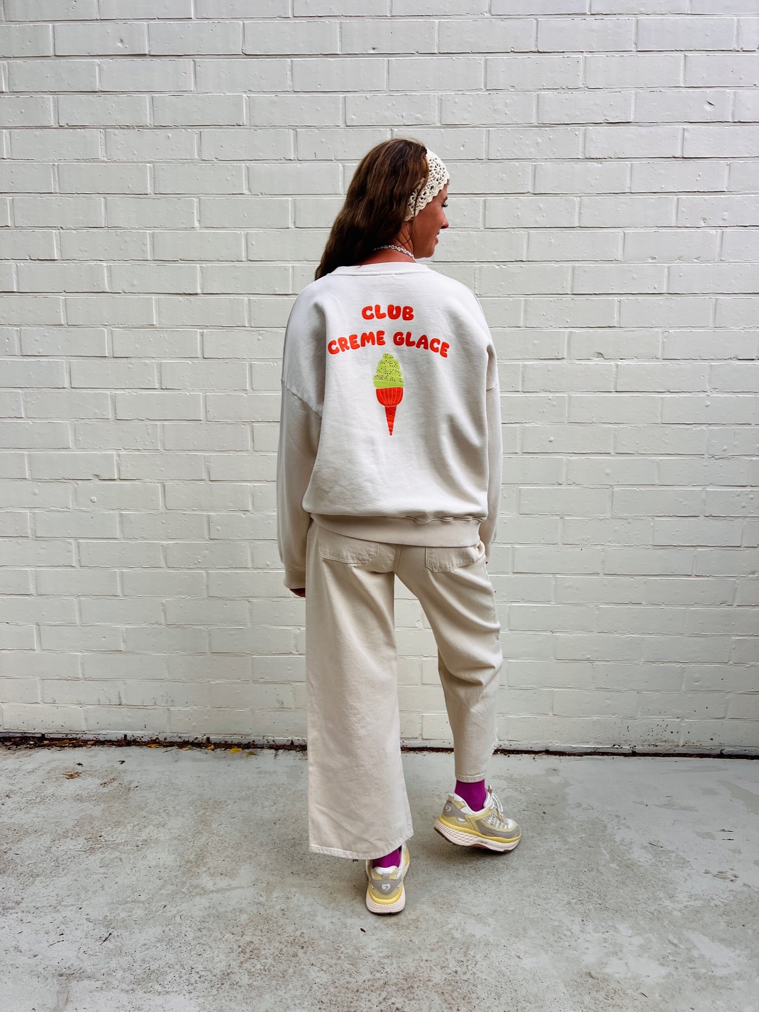Ella and Rapha Club Creme Glace felpa avorio loose fit