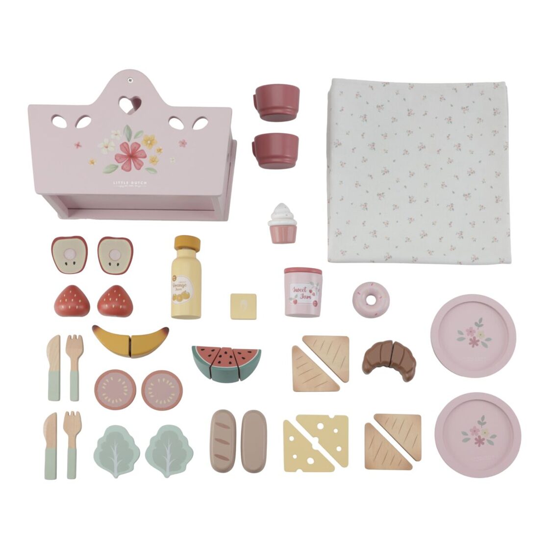 Little Dutch Set Picnic con Cestino in Legno 31 Pezzi