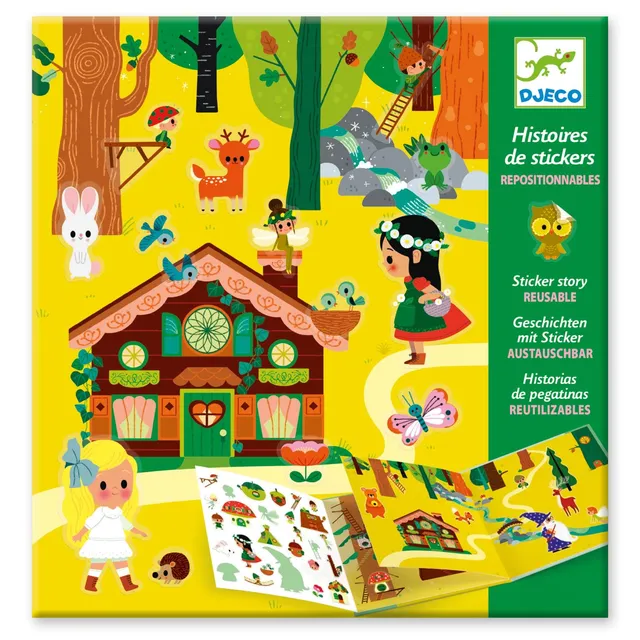 Djeco Foresta Incantata stickers riposizionabili 50 pezzi da viaggio