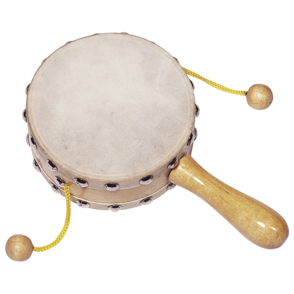 Goki tamburo a palline sonaglio legno 10 cm
