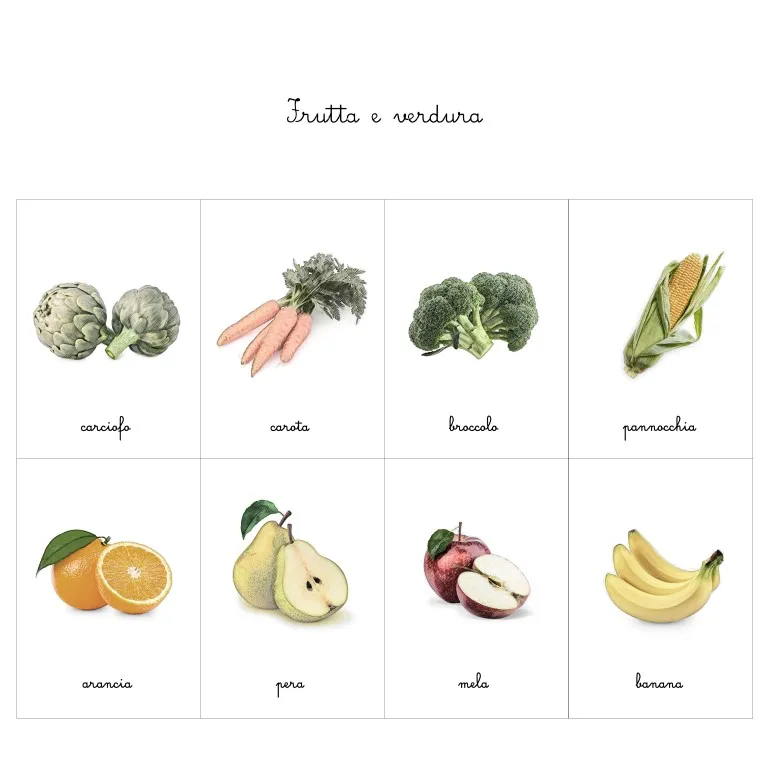 Baboo carte nomenclature frutta e verdura PDF 8 carte