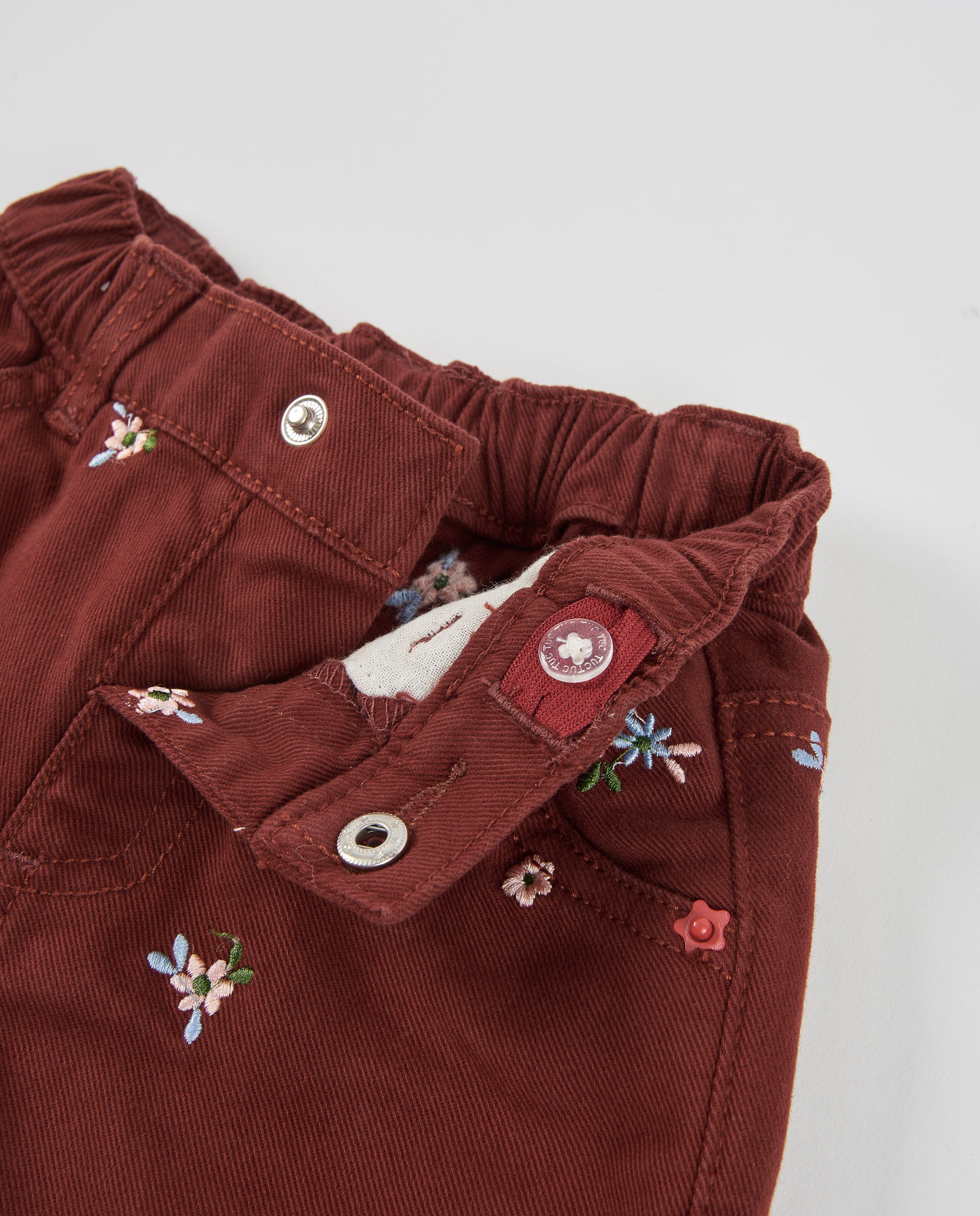 Tuc Tuc pantaloni bambina bordeaux ricamo fiori