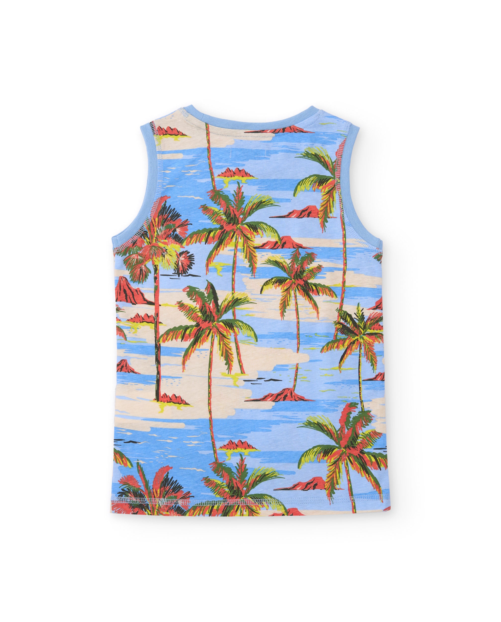 Tuc Tuc maglietta bimbo blu smanicata stampa tropicale