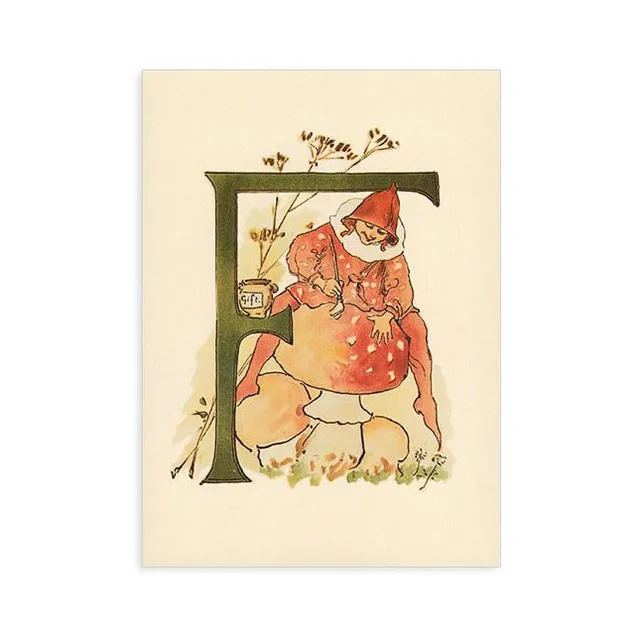 Ottilia Adelborg Alfabeto Fiorito Lettera F cartolina 10,5x15 acquerello
