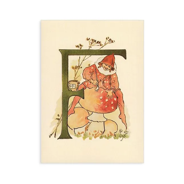 Ottilia Adelborg Alfabeto Fiorito Lettera F cartolina 10,5x15 acquerello