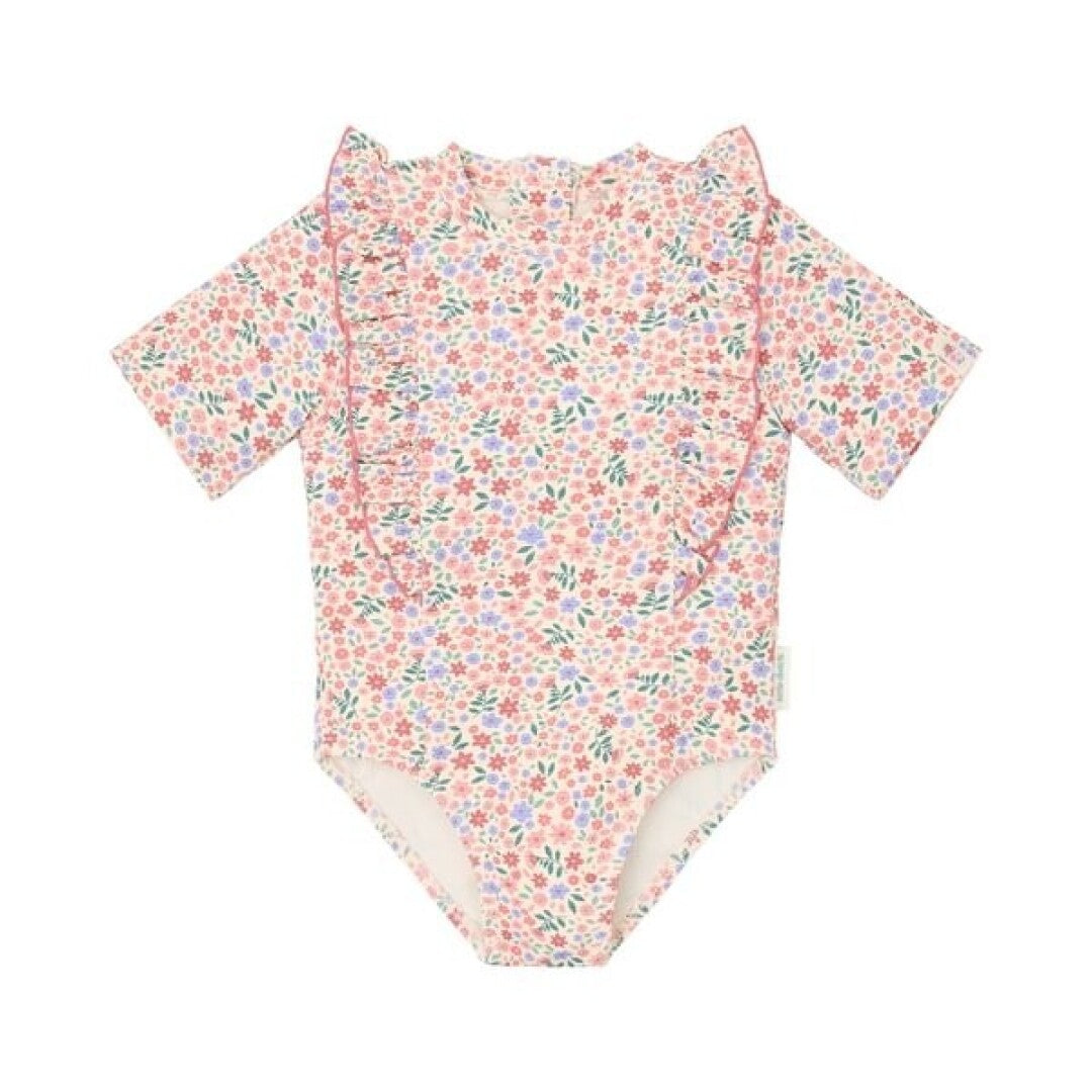 Little Dutch costume mare bambina rosa fiori UPF 40+ manica corta