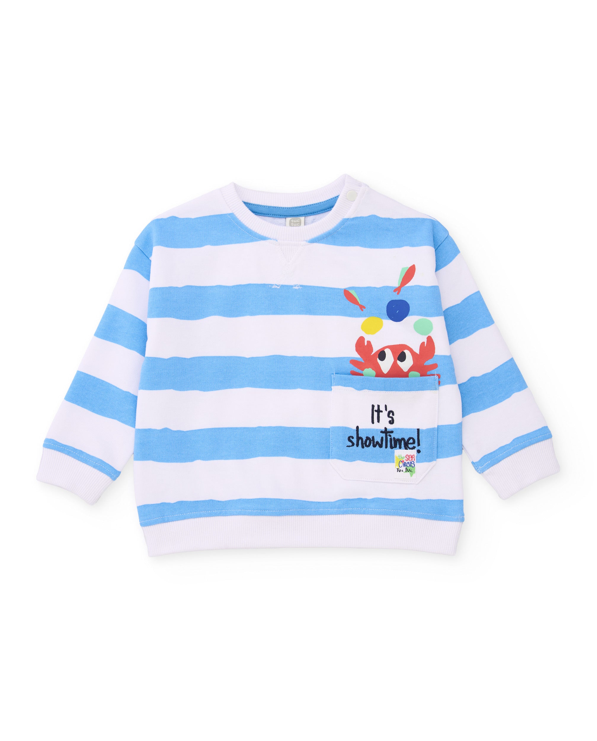 Tuc tuc felpa bambino righe blu con granchio