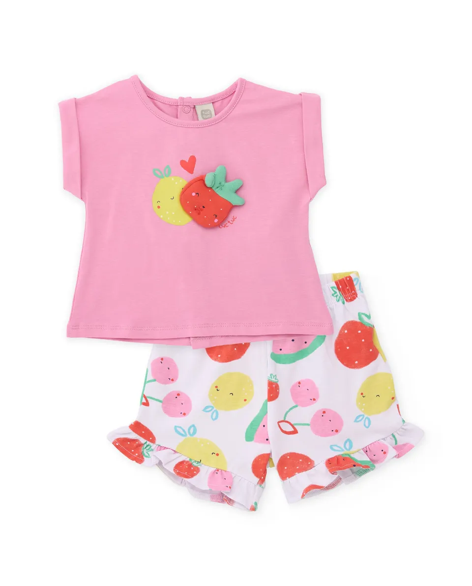 Tuc Tuc completo neonata rosa stampa frutta