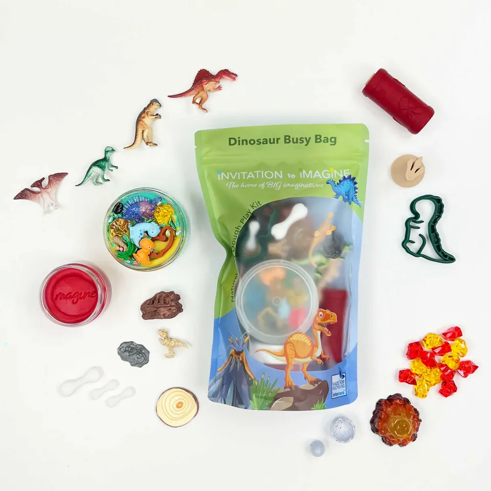 Invitation to Imagine Busy Bag Dinosaur kit pasta modellabile