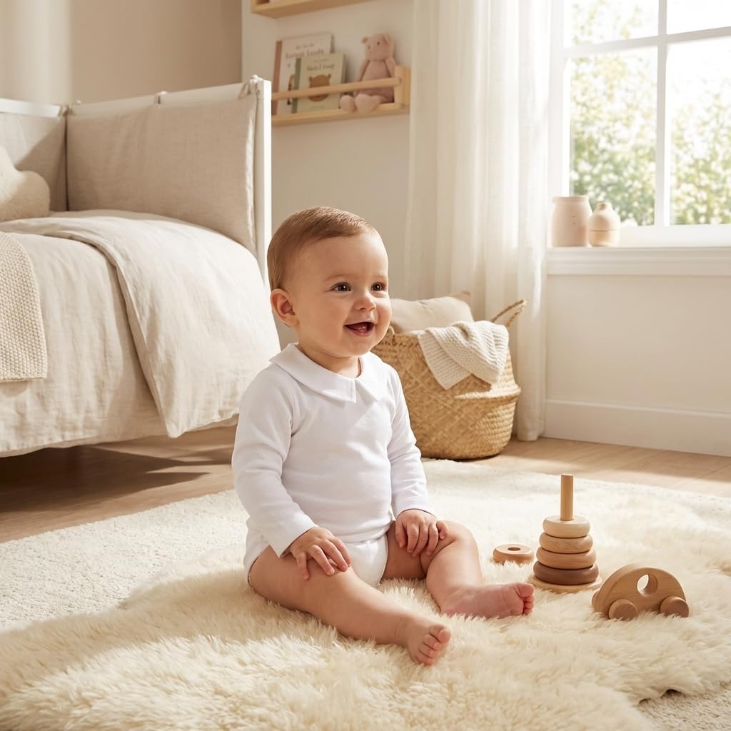 Babidu body maniche lunghe collo polo bianco 3 mesi