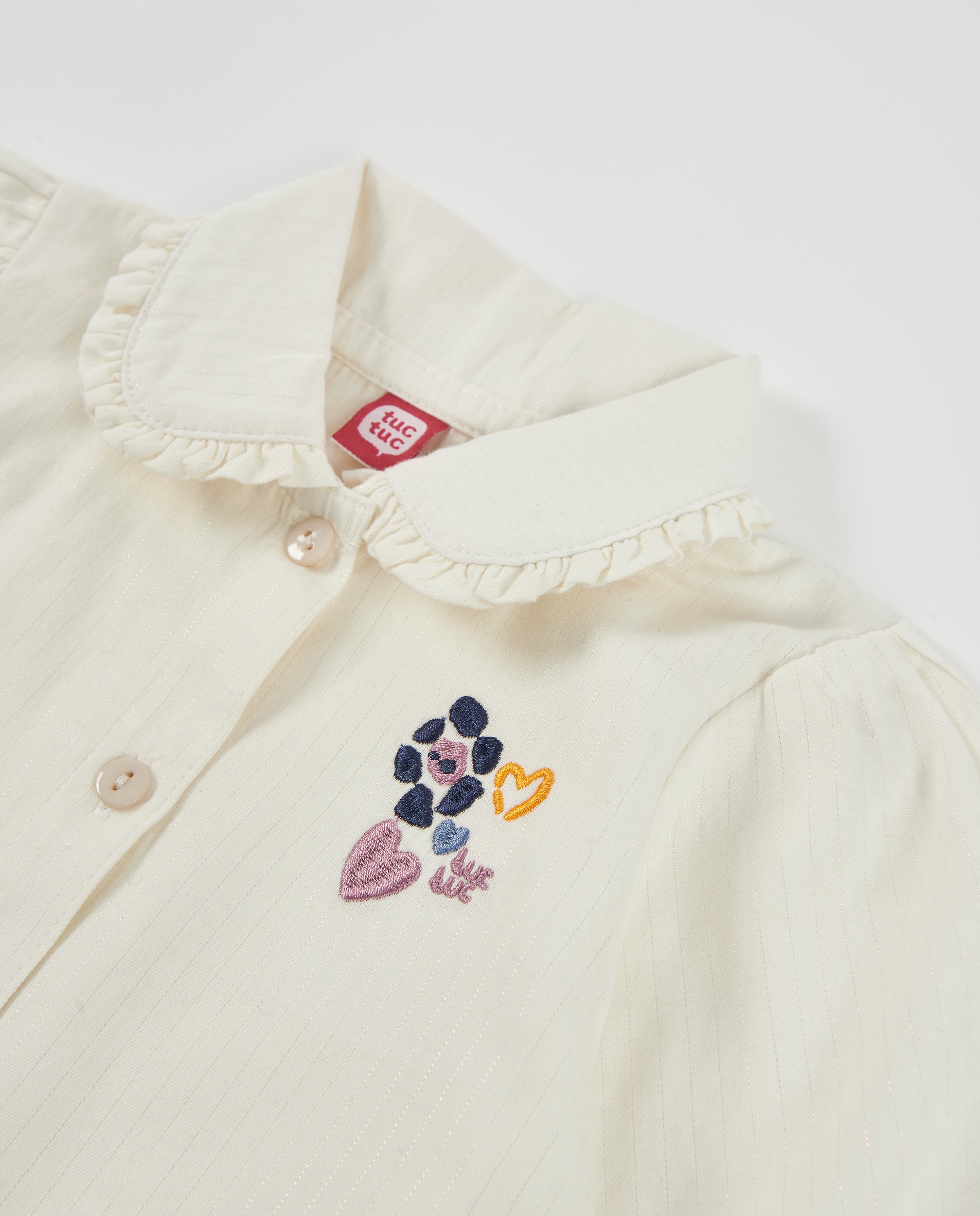 Tuc Tuc blusa bambina crudo ricamo fiori