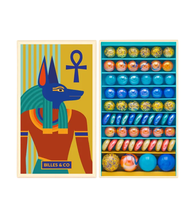Billes & Co Anubis scatola biglie vetro 62 pezzi