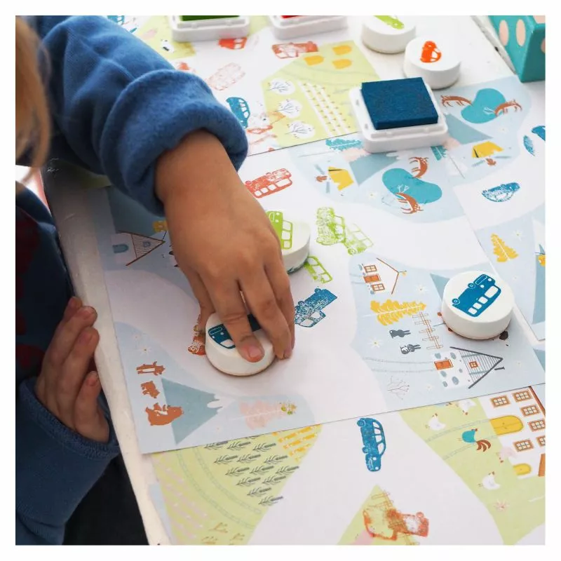 Djeco Traffic set timbri veicoli 7 pezzi 3 anni
