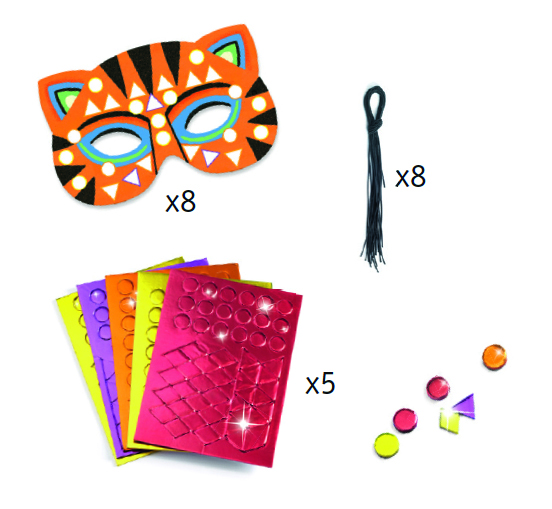 Djeco Do It Yourself Maschere Animali mosaico 8 pz