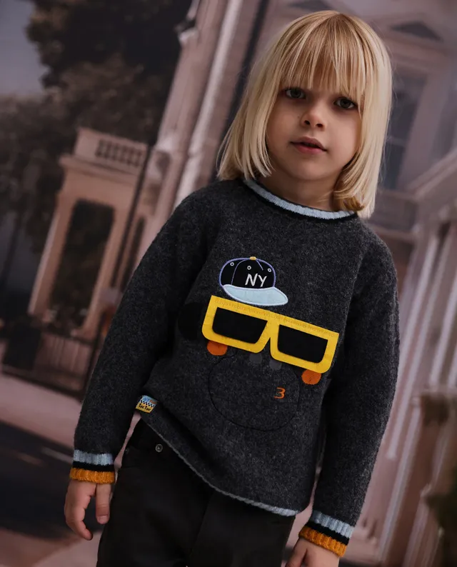 Tuc Tuc NY Fun maglione bambino grigio scuro ricamo