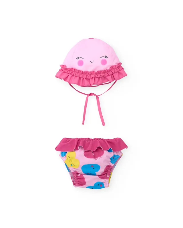 Tuc tuc costume neonata rosa con cappello UPF 50+
