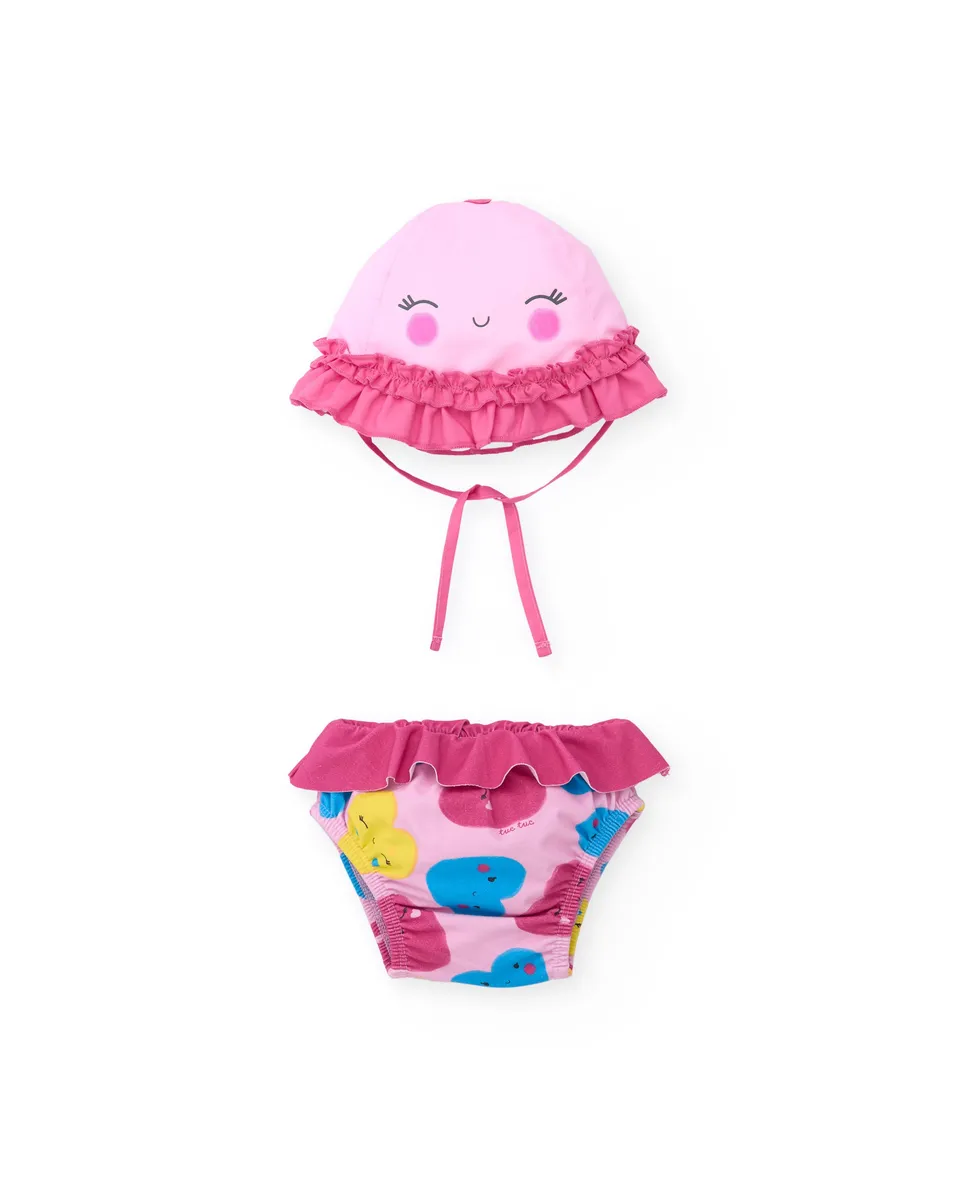 Tuc tuc costume neonata rosa con cappello UPF 50+