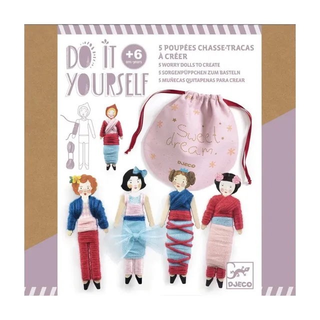 Djeco Do it Yourself Sweet Night kit bambole 5 pezzi lana