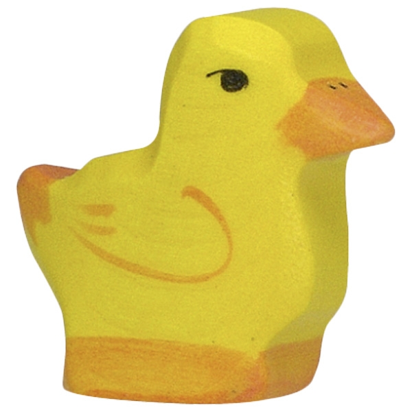 Holztiger Pulcino Giallo 2 figura legno massello dipinta