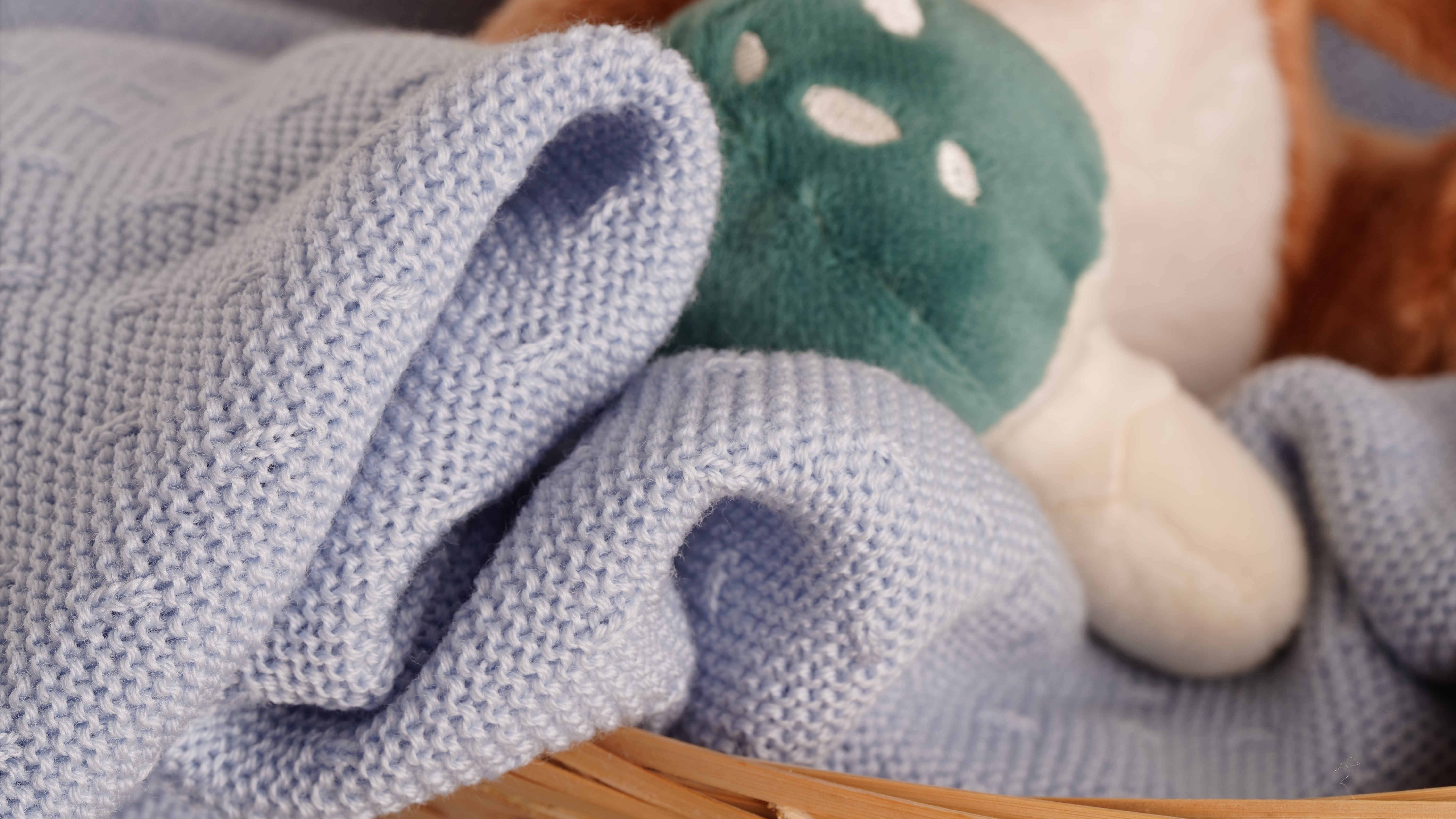 Babyhood coperta neonato azzurra lana merino