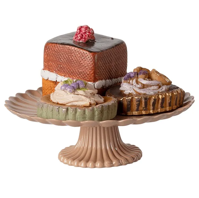 Maileg Torte e Alzatina Miniatura Gioco Rosa Set 3 Torte
