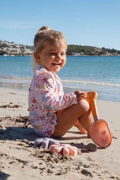 Little Dutch Sirene Costume Mare Manica Lunga Rosa UPF40+