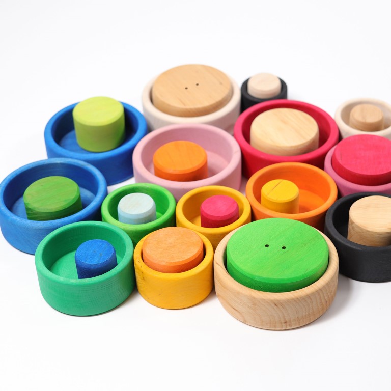 Grimm's Arcobaleno Blu set 5 ciotole legno impilabili