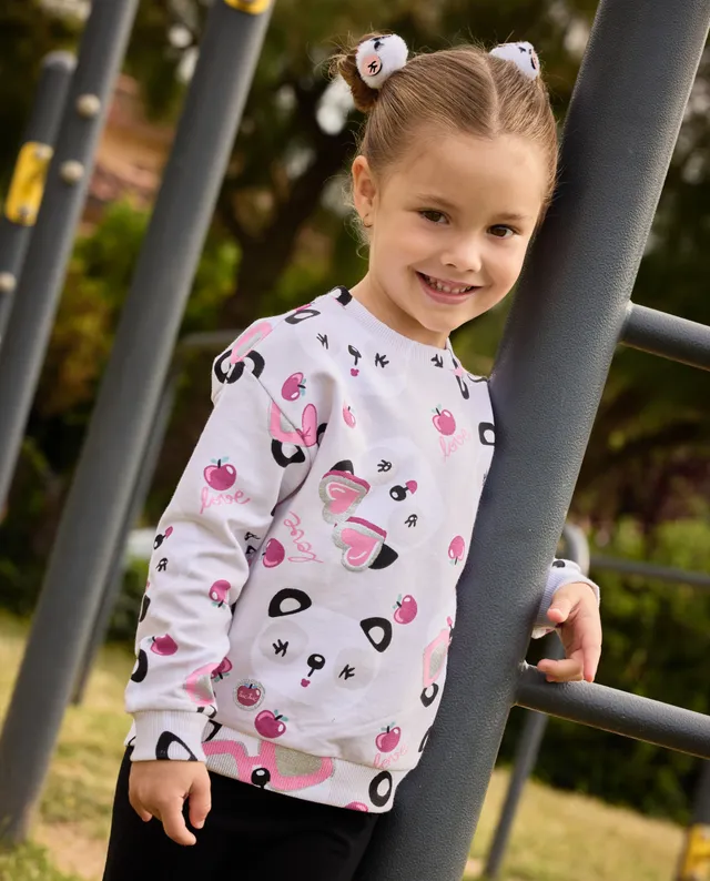 Tuc Tuc completo bambina felpa panda e leggings ecrù nero