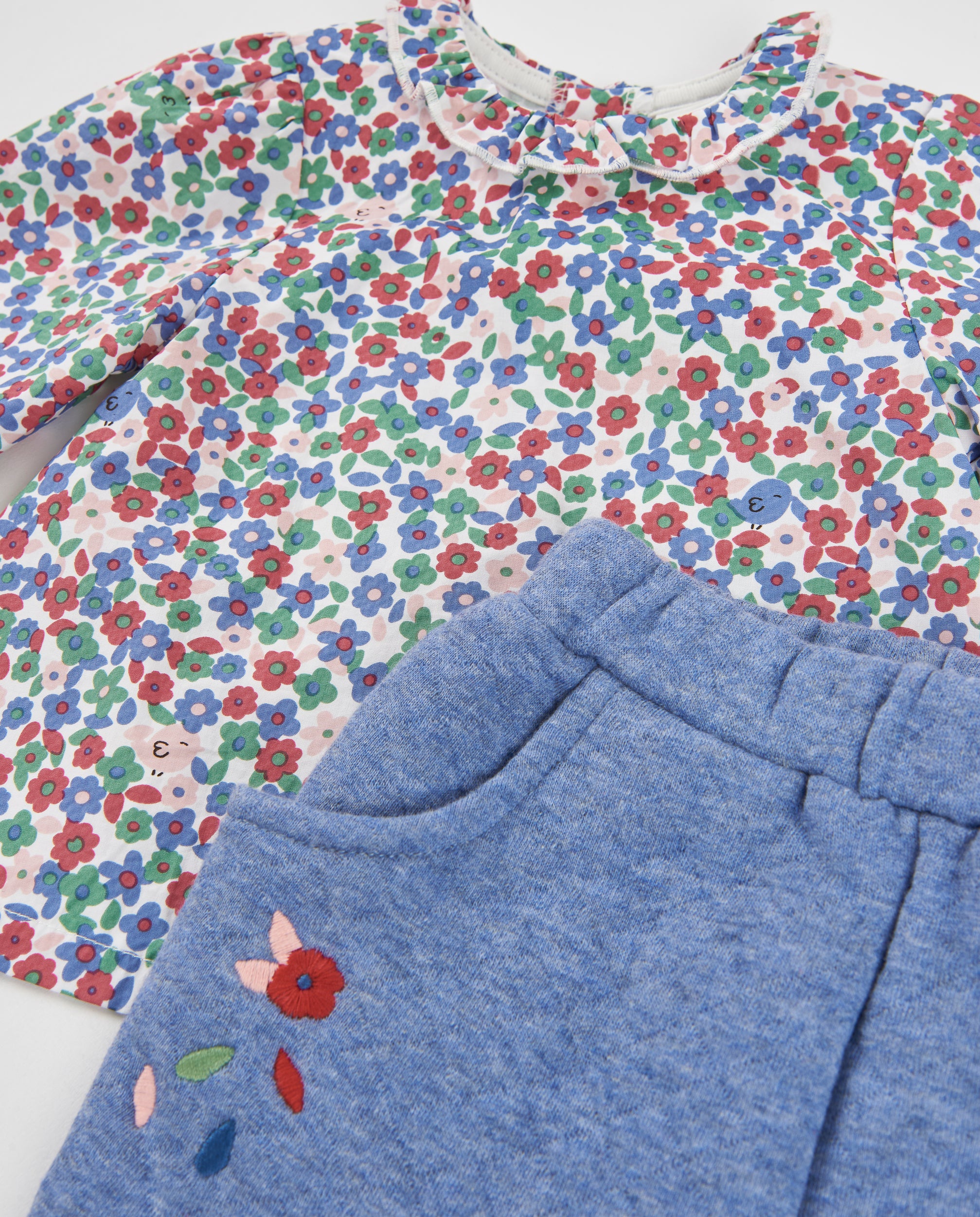 Tuc Tuc completo neonata camicia fiori pantaloni blu