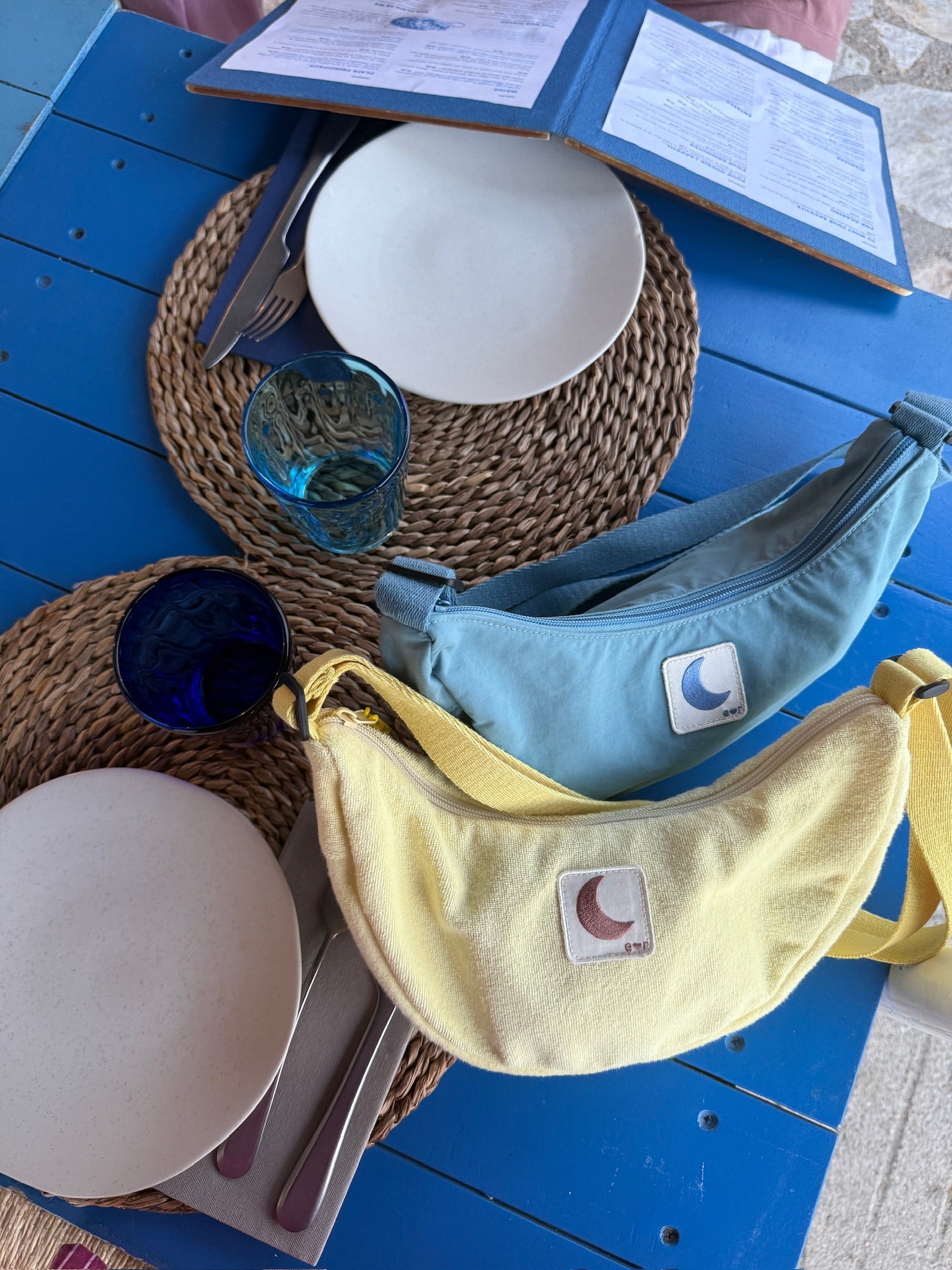 Ella and Rapha Crossbody borsa azzurra tracolla in nylon