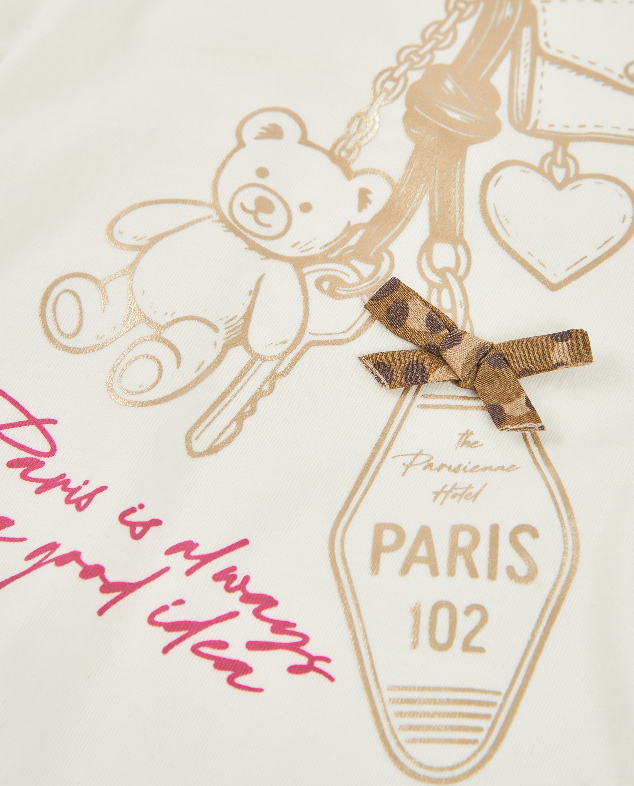 Tuc Tuc Hotel Paris maglia bambina manica lunga ecru fiocco