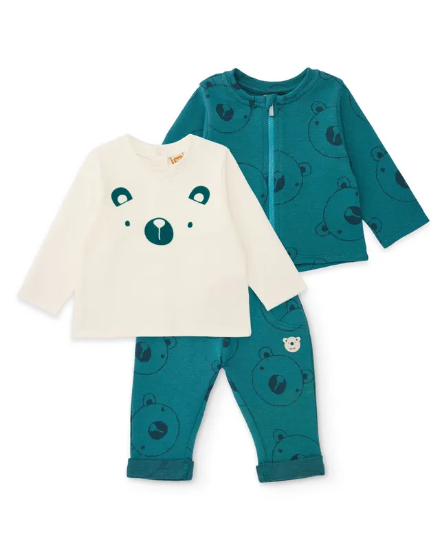 Tuc Tuc completo neonato 3 pezzi verde orso